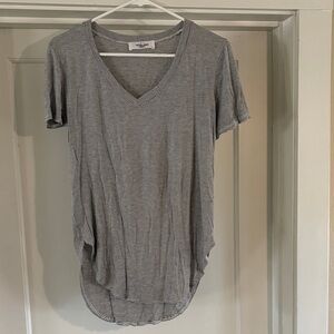 Carly Jean Los Angeles Gray Striped V-Neck Tee